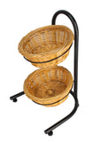 2 Tier Basket Stand, Sign Clips, Wicker - Black 15640