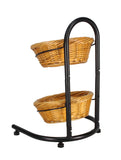 2 Tier Basket Stand, Sign Clips, Wicker - Black 15640