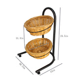 2 Tier Basket Stand, Sign Clips, Wicker - Black 15640