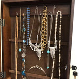 Jewelry Mirror Cabinet Armoire Jewelry Organiser Storage for Rings Earrings Bracelets Broaches 15673