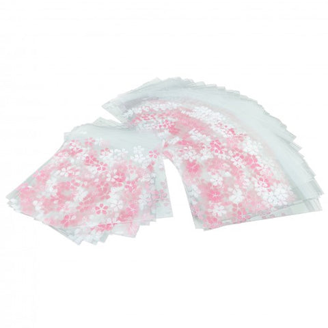 Clear Plastic OPP Bags White Pink Flowers 3.9x5" Wedding Party Candy Cookies 15691