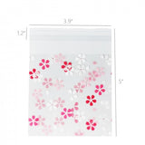 Clear Plastic OPP Bags White Pink Flowers 3.9x5" Wedding Party Candy Cookies 15691