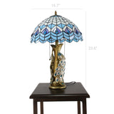 Tiffany Style Peacock  Desktop Lamp 16-Inch Shade15720