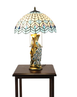 Tiffany Style Peacock  Desktop Lamp 16-Inch Shade15720