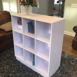 White 1-sided Island Cube Cubbie Display Storage Slots for Day Care Preschool Book Rack Mud Room