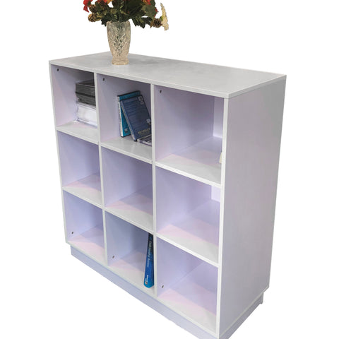 White 1-sided Island Cube Cubbie Display Storage Slots for Day Care Preschool Book Rack Mud Room