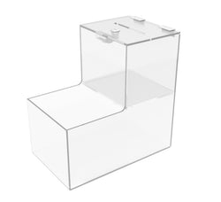 Locking Acrylic Fundraising Donation Coin Box Container with Cam Lock + Product Compartment 15944