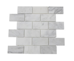 13.97 x 12.2 Carrara White 3.9x1.95 Brick Marble Stone Tiles 15976