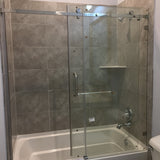 56 to 59" Sliding Tub Door Shower Glass Enclosure, Stainless Steel Finish 15983
