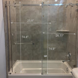 56 to 59" Sliding Tub Door Shower Glass Enclosure, Stainless Steel Finish 15983
