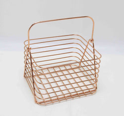 Small Copper Classical Kitchen Pantry Bath Wire Basket Tote with Handle 16038