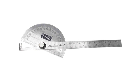4-inch Stainless Steel Round Head Rotary Protractor Goniometer Angle Measuring Tool 16056
