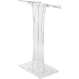 Assembled Clear Acrylic Podium Pulpit Lectern Curved Transparent 18X14X45" OKLAHOMA-471