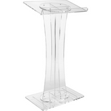 Assembled Clear Acrylic Podium Pulpit Lectern Curved Transparent 18X14X45" OKLAHOMA-471