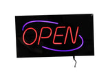 "OPEN" LED Sign with Hanging Chain, Rectangular - Red & Blue 16680