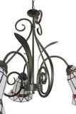 Tiffany Style Glass & Steel Ceiling Lamp with 3 Arms Flower Chandelier Fixture 16690
