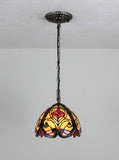 Tiffany Style Glass & Steel Hanging Pendant Ceiling Lamp Fixture 16692