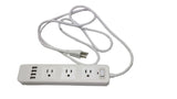 White Power Strip with USB Ports, 3 AC Outlets + 4 USB (2.1A) Power Sockets Charging Station Power