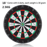 18 inches Dart Board, Double-sided Flocking Dartboard with 6 Brass Darts 16851