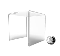 One Riser Combo 3" Cube 3-Sided Clear Plexiglass Pedestal Lucite Acrylic Display Risers Jewelry Showcase Fixtures - 1/8" Thick 16905-3INCH-CLEAR