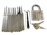 Practice Lock Set, Transparent Training Cutaway Acrylic Pin Tumbler Keyed Padlock for picking, 12+3