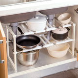 Expandable 2 Tier Adjustable Under Sink Organizer, Bathroom Kitchen Pantry Organization