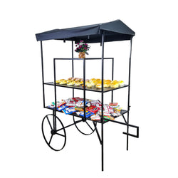 Large 3-Tier Flower Cart, Metal Planter Flower Pot Holder Display Rack Stand, Black Finish 16964