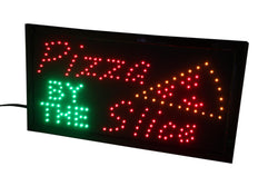 Fixture Displays "Pizza BY THE Slice" Animated LED Sign with Hanging Chain 16965