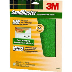 3M 20060 CC 9 X 11 60 GRIT GREEN SANDBLASTER PAINT STRIPPING SHEETS 3PK 17043