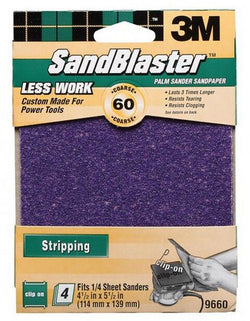 3M 9660ES 4 1/2 X 5 1/2 60 GRIT GREEN CLIP ON PALM SANDER SANDBLASTER SHEET