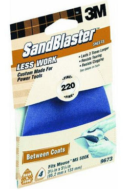 3M 9673 3 3/4 X 5 1/4 220 GRIT MOUSE SANDBLASTER SHEETS 4PK 17071