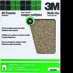 3M 88593NA 9 X 11 36D ALOX SANDPAPER 15PK 17172