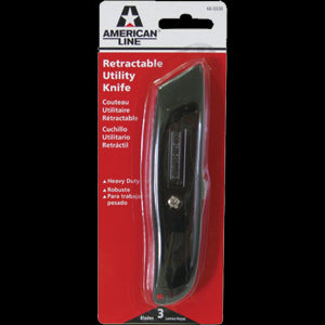 ASR 66-0330 METAL RETRACTABLE UTILITY KNIFE WITH 3 BLADES 17612