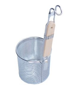 5" x 5 1/4" Stainless Steel Pasta Strainer/Blanching Basket with Wood Handle 18017