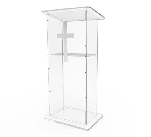 Clear Acrylic Lucite Podium Pulpit Lectern 45" Tall 1803-2+1803CROSS
