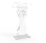 Clear Acrylic Lucite Podium Pulpit Lectern with Prayer Hands Logo 1803-3+12152