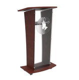 Wood Podium with Frost Acrylic Front Panel, 46.5" tall Pulpit Lectern With Pray