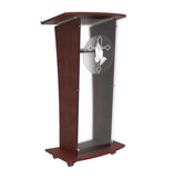 Wood Podium with Frost Acrylic Front Panel, 46.5" tall Pulpit Lectern With Pray