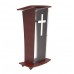 Podium, Clear Acrylic w/ wood frame Lectern Pulpit With Cross decor