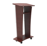 Wood Podium with Frost Acrylic Front Panel, 48" tall Pulpit Lectern with Cross 1803-5-FROST+1803CROSS