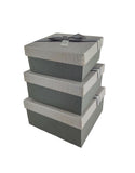 Gift Boxes with Ribbon, a Nested Set of 3 (Grey) Ready for Gift Giving 18132