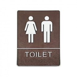 6X8" Unisex Toilet Door Sign Restroom Male & Female Braille Double Sided Tape 18141-TOILET