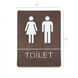 6X8" Unisex Toilet Door Sign Restroom Male & Female Braille Double Sided Tape 18141-TOILET