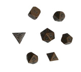 Antique Copper Solid Zine Alloy Polyhedral Dice Set of 7 Metal RPG Role Playing Game Dices 18148