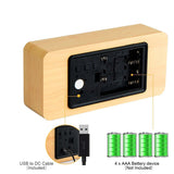Wood Alarm Clock Voice Control Digital Clocks LED Alarm Clocks Desk Clock Show Time Date Week Temper