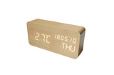 Wood Alarm Clock Voice Control Digital Clocks LED Alarm Clocks Desk Clock Show Time Date Week Temper