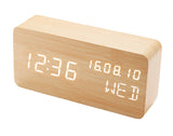 Wood Alarm Clock Voice Control Digital Clocks LED Alarm Clocks Desk Clock Show Time Date Week Temper