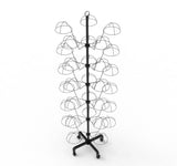 FixtureDisplays 6-Tier Hat Display Rack Free Standing Headwear Wig Rack Metal Floor Rack for Caps, Fits 30 Hats, 22" X 22" X 66" 18164-BLACK