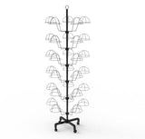 FixtureDisplays 6-Tier Hat Display Rack Free Standing Headwear Wig Rack Metal Floor Rack for Caps, Fits 30 Hats, 22" X 22" X 66" 18164-BLACK