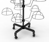FixtureDisplays 6-Tier Hat Display Rack Free Standing Headwear Wig Rack Metal Floor Rack for Caps, Fits 30 Hats, 22" X 22" X 66" 18164-BLACK